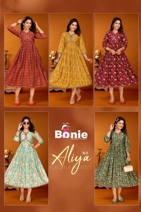 Bonie Aliya Vol 1 Designer Long Anarkali Kurti Collection